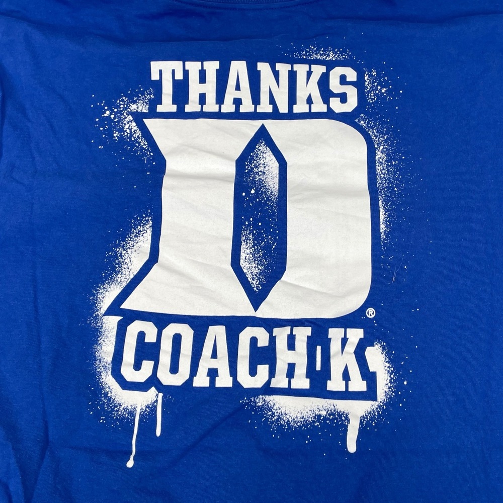 Nike Tee Duke Blue Devils Kameron Krazies‎ Thanks Coach K T-Shirt Blue Mens XL - Picture 4 of 6
